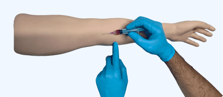 Adult IV arm trainer for realistic IV insertion practice.