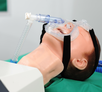 TestChest Lung Simulator integrated with a ventilator for advanced respiratory simulation and critical care training